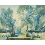 Attributed to Aubrey Waterfield (1874-1944), a view of a formal garden, watercolour, 9" x 11.25".