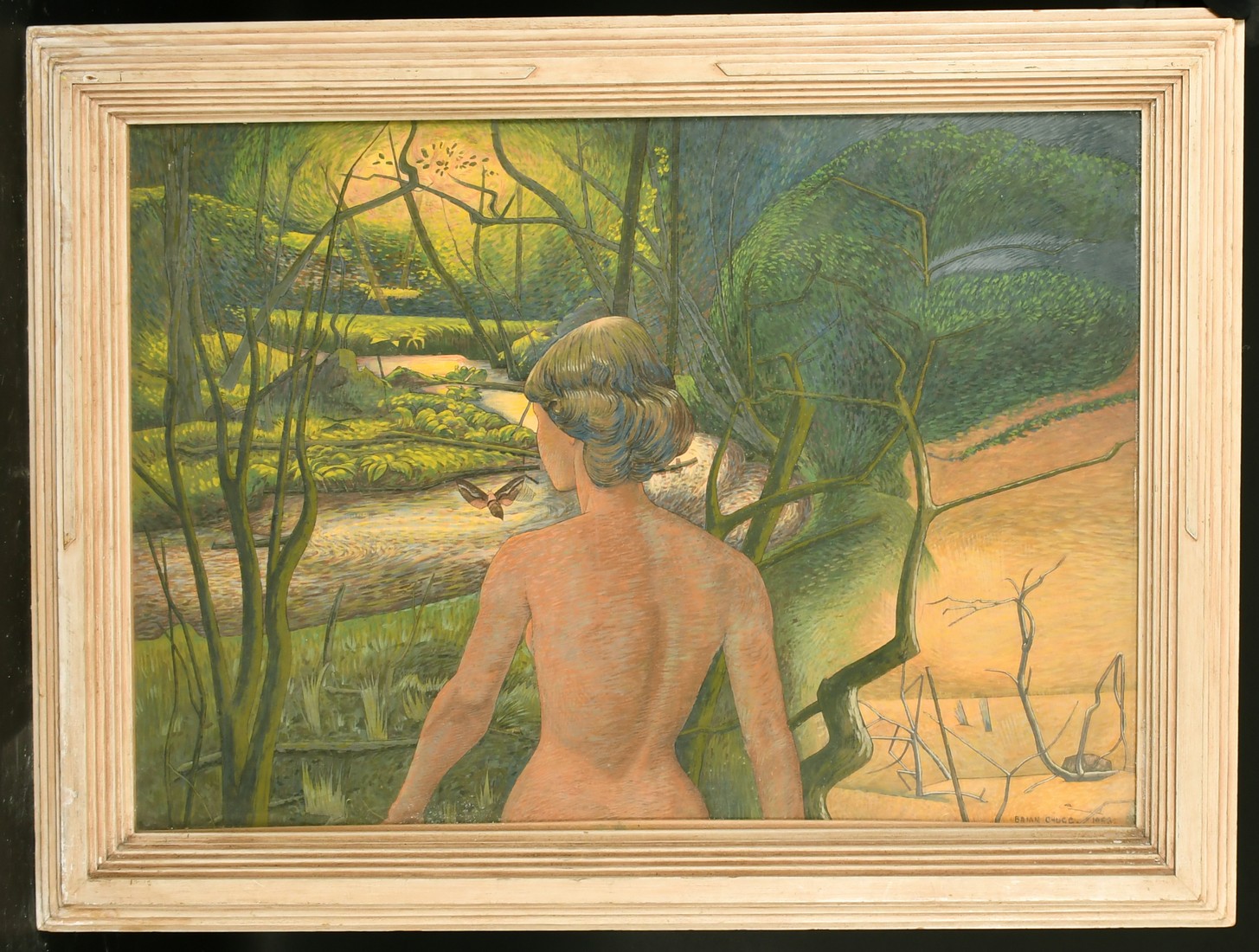 Brian Chugg (1926-2003) A female figure by a meandering stream, mixed media, signed and dated - Image 2 of 4