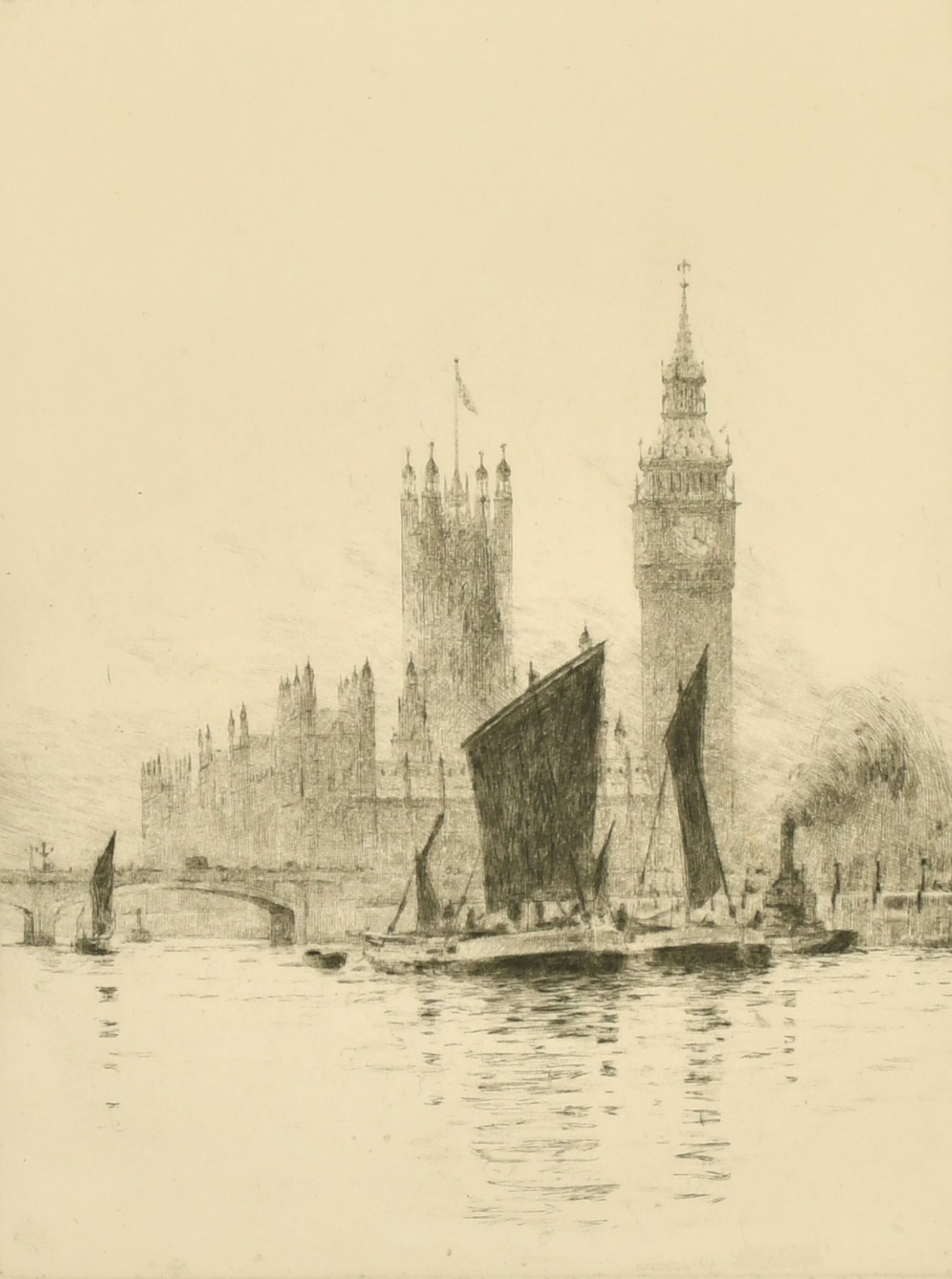 Rowland Langmaid (1897-1956) British, 'Westminster', etching, signed and inscribed in pencil, 8" x