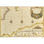 Suite Des Costes D'Espagne et Barbarie, an 18th Century hand coloured map, 19" x 27.5".