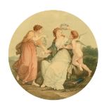 Pollard after Angelica Kauffman, 'Beauty', colour stipple engraving, 12.75" diameter.