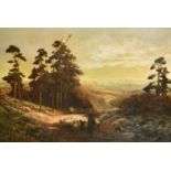 Alexander Young (1865-1923) British, a shepherd and his flock on Leith Hill, oil on canvas,
