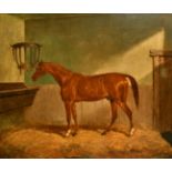 James Loder (1784-1860) of Bath, a chestnut horse in a stable, oil on canvas, signed and dated 1850,