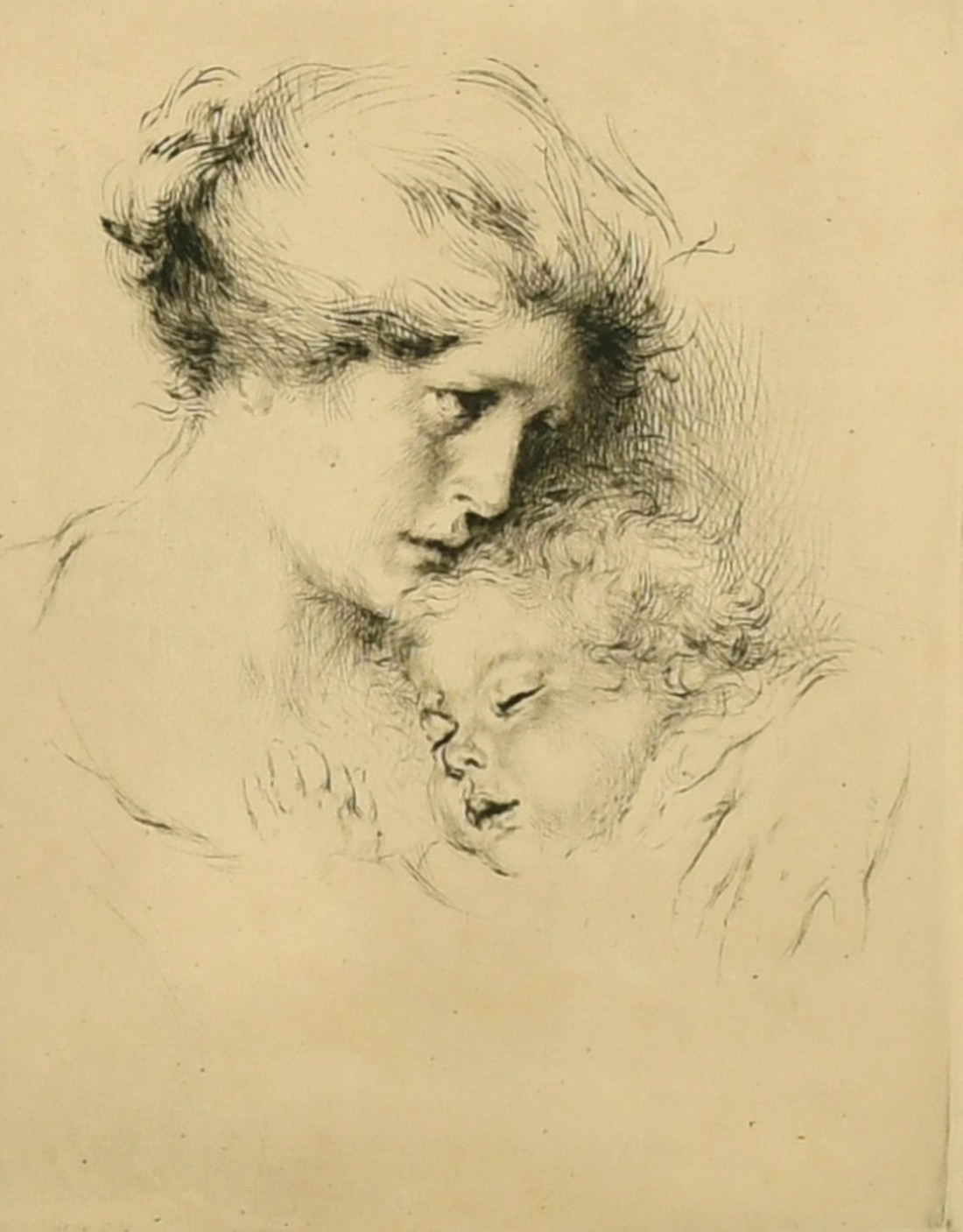 Arthur William Heintzelman (1891-1965) American, a scene of a mother and child in an embrace,