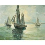 Francesco Pablo de Besperato (1900-1963) Czechoslovakian, Sailboats in calm waters, oil on board,