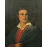 19th English School, a portrait of a young gentleman, thought to be Lord Byron, oil on canvas, 29.5"
