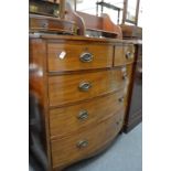 A Victorian mahogany bow front chest of drawers.