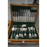 A cased set of bead pattern cutlery.