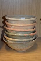 Six Chinese earthenware bowls.