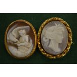 Two gold mounted Victorian cameos.