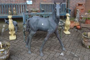 A large cast bronze model of a horse, 4ft tall.