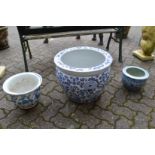 Three Chinese porcelain planters.