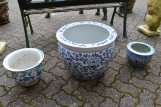 Three Chinese porcelain planters.