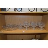Six cut glass grapefruit dishes and other items.