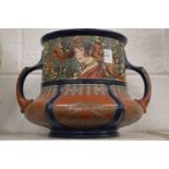 A good Mettlach Art Nouveau pottery jardiniere decorated with young maidens.