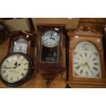 Four various modern wall clocks.