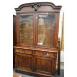 A French mahogany cupboard bookcase (some water damage).