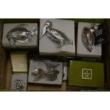 A quantity of boxed Christofle birds and animals.