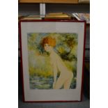 A study of a female nude, limited edition colour print, pencil signed.