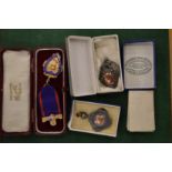 A silver gilt and enamel Oddfellows medal and other items.