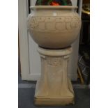 A Lefco ware Art Nouveau pottery jardiniere on stand.