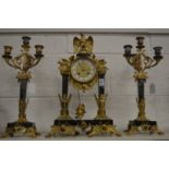 A good decorative ormolu and marble clock garniture in classical style.