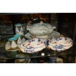 Decorative china to include a large tureen and stand.