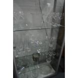 A large quantity of modern glassware.