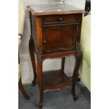 A 19th century French rosewood marble topped pot cupboard.