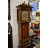 A 19th century oak longcase clock with square brass dial, signed J Stretch, Birmingham.