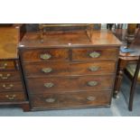 A George III mahogany chest of drawers (feet cut down).