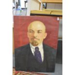 A bust length portrait of Lenin, oil on canvas, unframed.