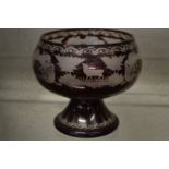 A Bohemian red tinted etched glass bowl.