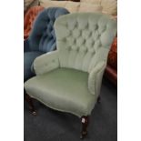 A Victorian button upholstered bedroom or nursing chair.