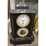 A good Victorian slate mantle clock with barometer.