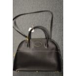 A ladies' black leather handbag.