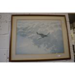 A collection of eight colour prints depicting Spitfire and other aeroplanes, many signed by the