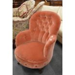 A Victorian button upholstered bedroom or nursing chair.