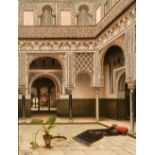 TOMAS ACERES, THOMAS ACEVES DE LOREDO (19TH/20TH CENTURY), COURTYARD OF A MOORISH PALACE, oil on