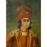 PERSIAN SCHOOL, PORTRAIT OF A YOUNG MAN, A SON OF FATH ALI-SHAH, the second King of Qajar, oil on