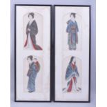 A PAIR OF JAPANESE WATERCOLOUR PAINTINGS ON SILK, depicting female figures and children, framed