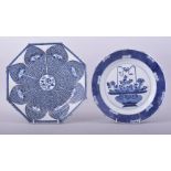 TWO CHINESE BLUE AND WHITE PORCELAIN DISHES, (af).