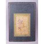 AN INDIAN MINATURE PAINTING ON PAPER, depicting a couple, unframed, 34.5cm x 24cm.