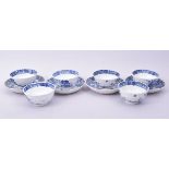SIX CHINESE BLUE AND WHITE PORCELAIN BOWLS, together with four blue and white porcelain dishes, (