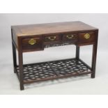 A GOOD CHINESE HARDWOOD SIDE TABLE, possibly huanghuali, the front with four drawers