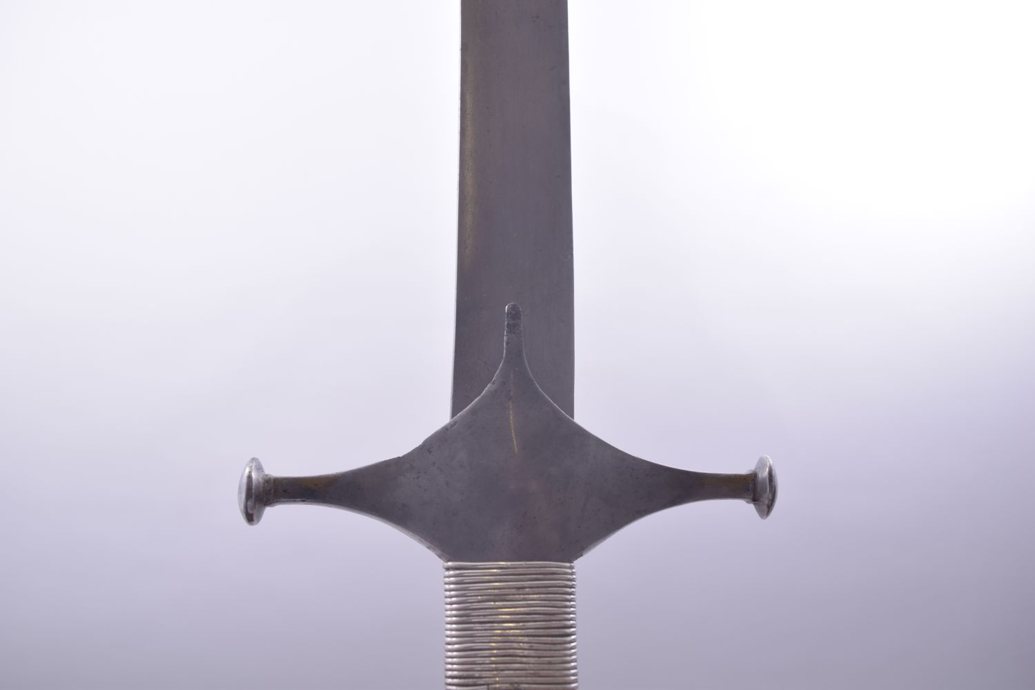 A FINE INDO PERSIAN SHAMSHIR SWORD with watered steel blade and cross guard, with bone handle, - Image 3 of 6