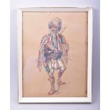 A WATERCOLOUR PAINTING OF AN OTTOMAN SOLDIER, circle of Amadeo Preziosi, framed and glazed, 35cm x