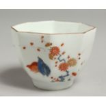 AN 18TH CENTURY MEISSEN OCTAGONAL TEA BOWL painted in kakiemon style with two quails under a brown