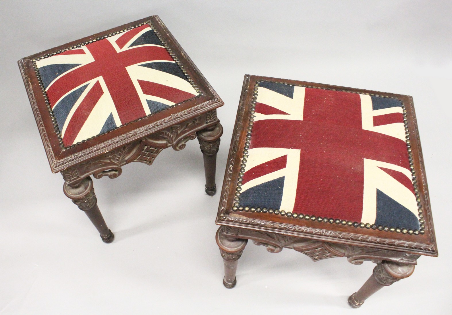 A PAIR OF UNION JACK STOOLS 22ins high. - Image 2 of 2