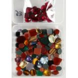 A BOX OF VARIOUS STONES.